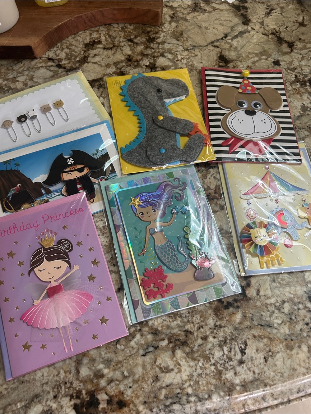 Assorted Kids Birthday Greeting Cards - Pink, Purple, Yellow, Blue, Black, White
